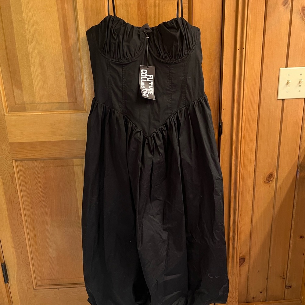 Future Collective Black Midi Dress